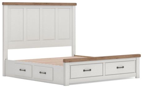 Savonport White/Brown King Panel Storage Bed angled view