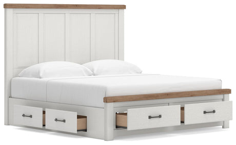 Savonport White/Brown Panel Storage Bedroom Set angled view