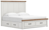 Savonport White/Brown Panel Storage Bedroom Set angled view