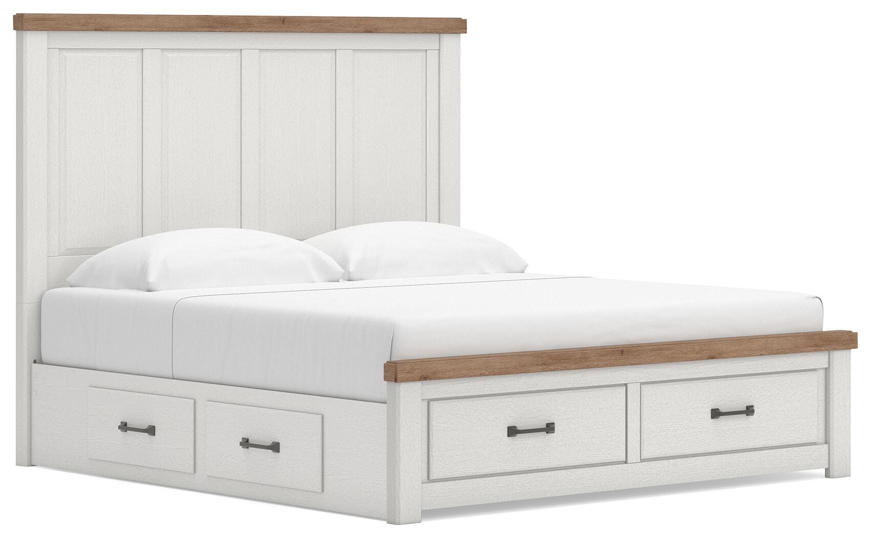 Savonport White/Brown Panel Storage Bedroom Set angled view