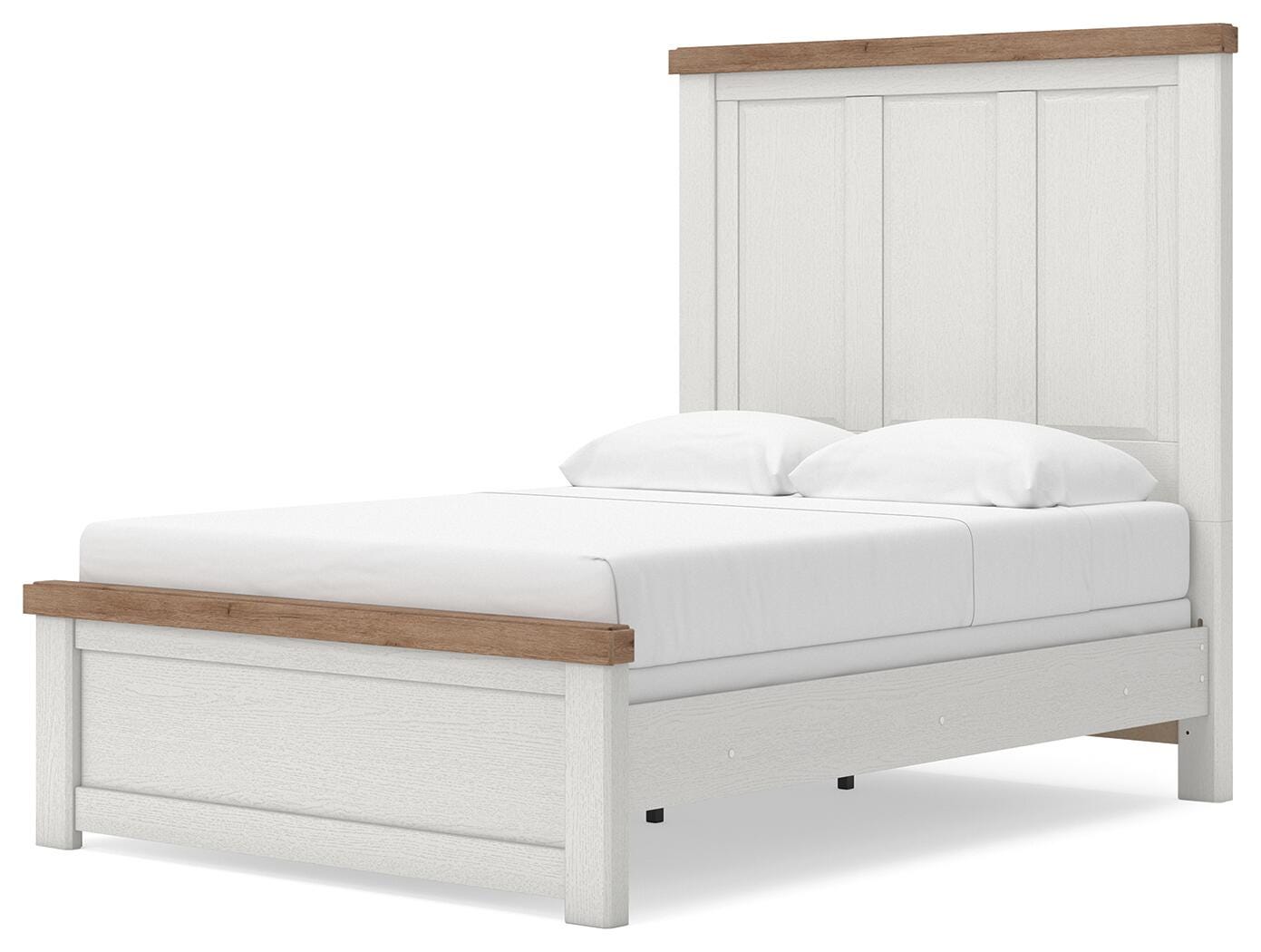 Savonport White/Brown Full Panel Bed angled view