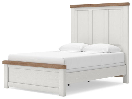 Savonport White/Brown Full Panel Bed angled view
