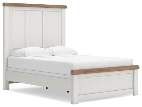 Savonport White/Brown Full Panel Bed angled view