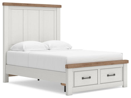 Savonport White/Brown Full Panel Storage Bed angled view