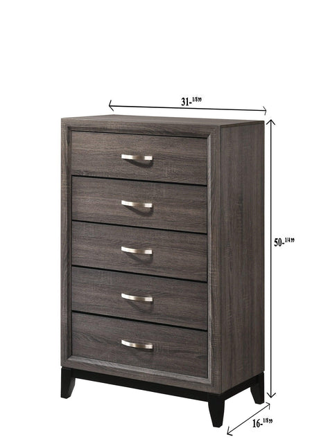 Akerson Gray Modern And Classic Wood King Panel Bed - Ella Furniture