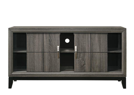 Akerson Gray Modern And Classic Wood King Panel Bed - Ella Furniture