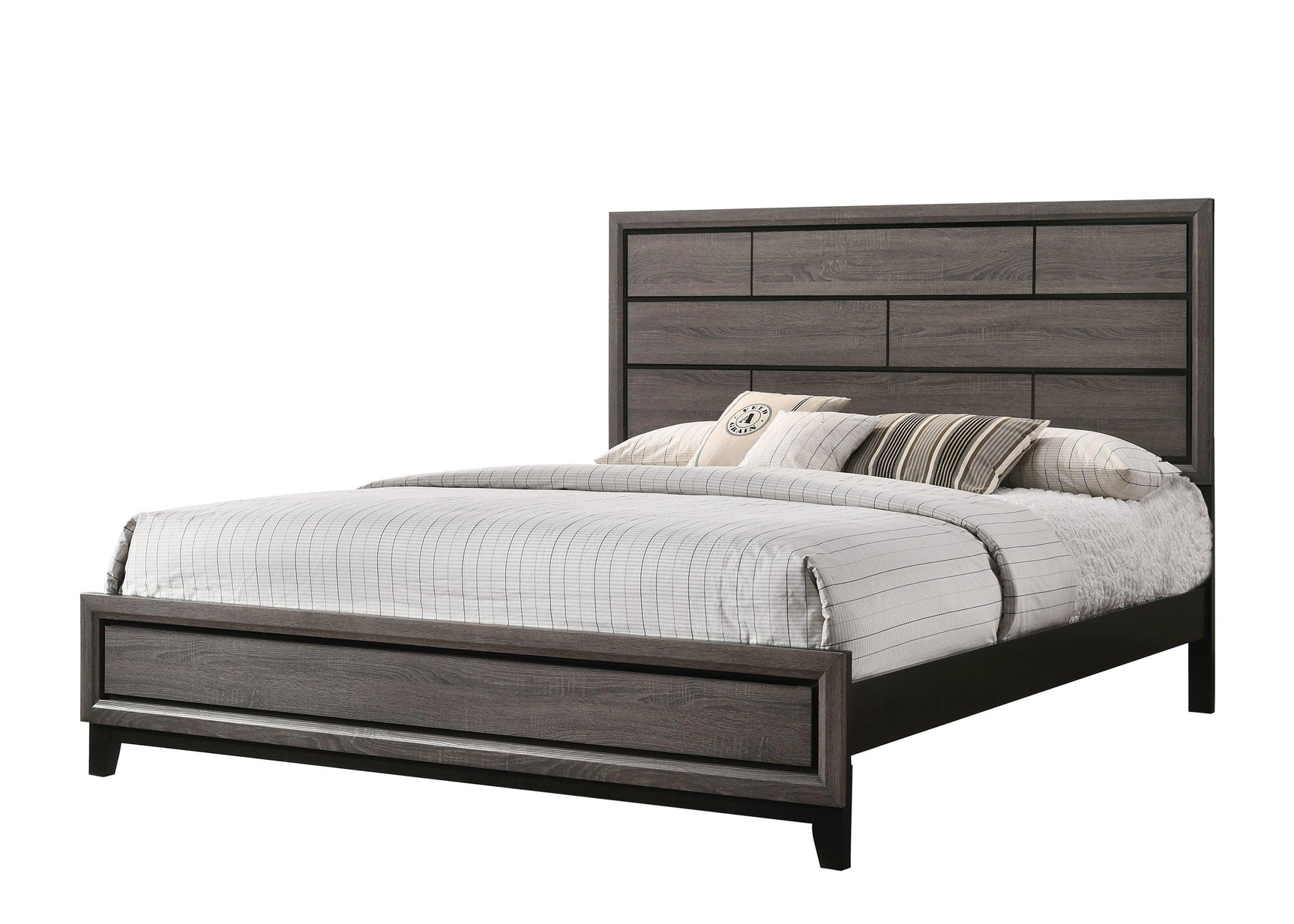 Akerson Gray Finish Wood Modern Rustic And Charm Panel Bedroom Set - Ella Furniture
