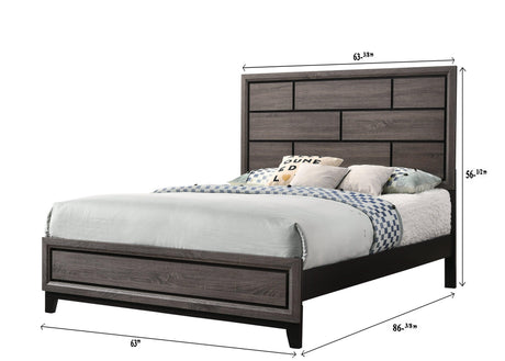 Akerson Gray Finish Wood Modern Rustic And Charm Queen Panel Bed - Ella Furniture