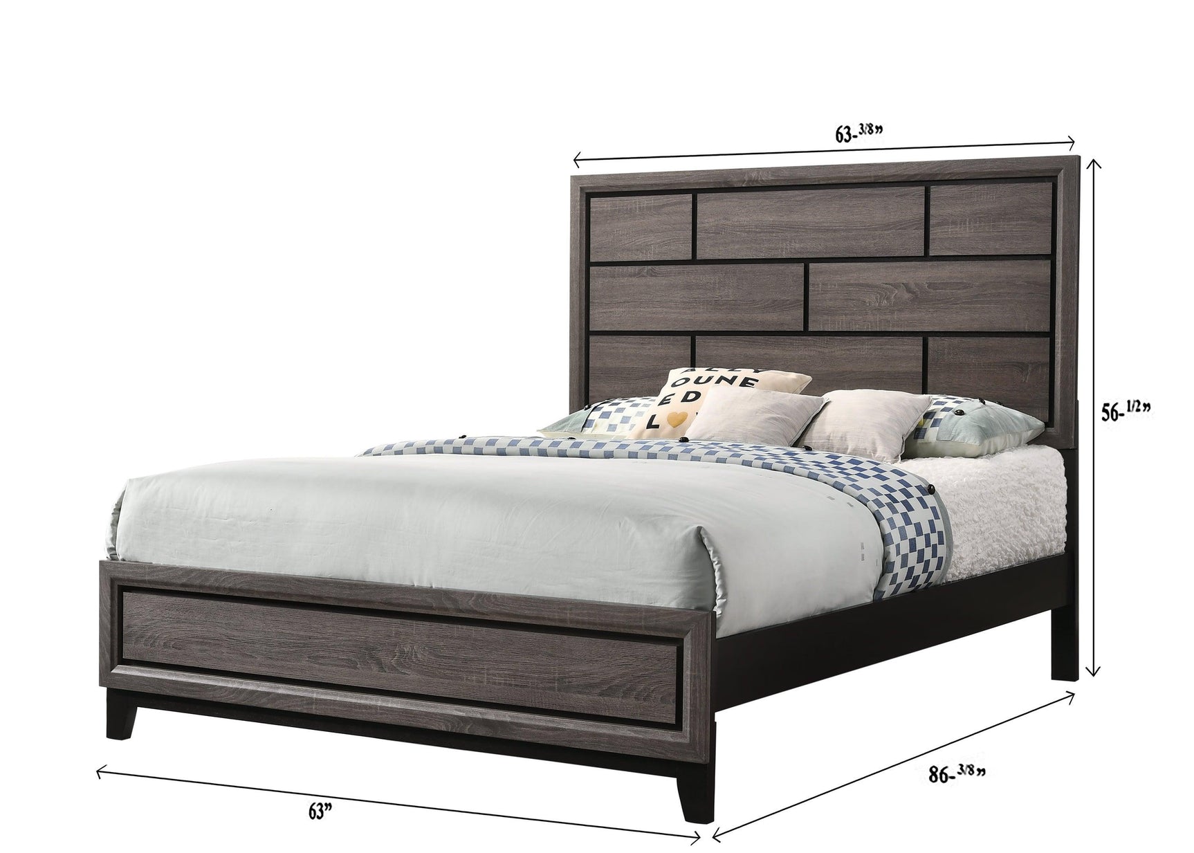 Akerson Gray Finish Wood Modern Rustic And Charm Panel Bedroom Set - Ella Furniture