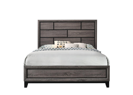 Akerson Night Stand Gray, Modern Wood, Metal Curved 2 Drawers - Ella Furniture