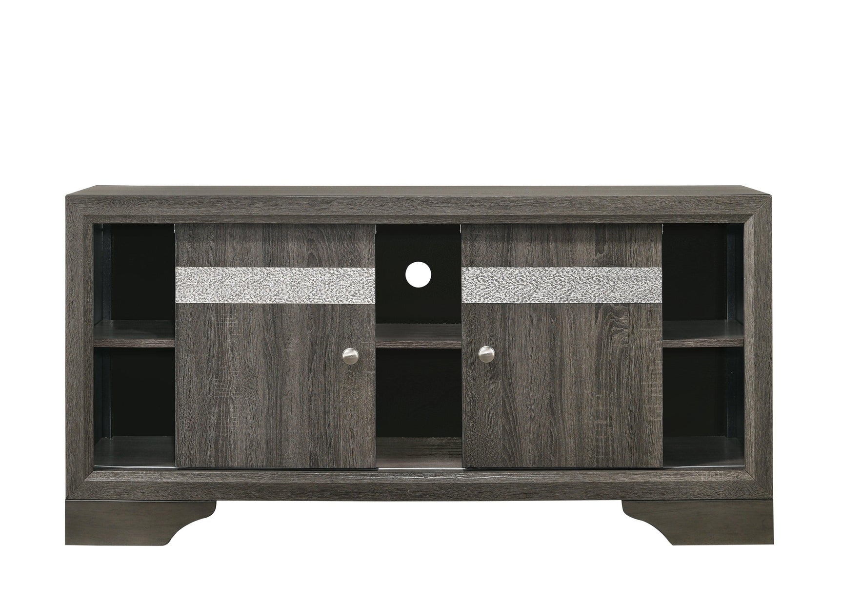 Regata Grey Finish Modern Tv Stand, Entertainment Cabinet, Contemporary Style, Media Console With Wood Finish And Wood Legs with Storage Doors for Living Room - Ella Furniture