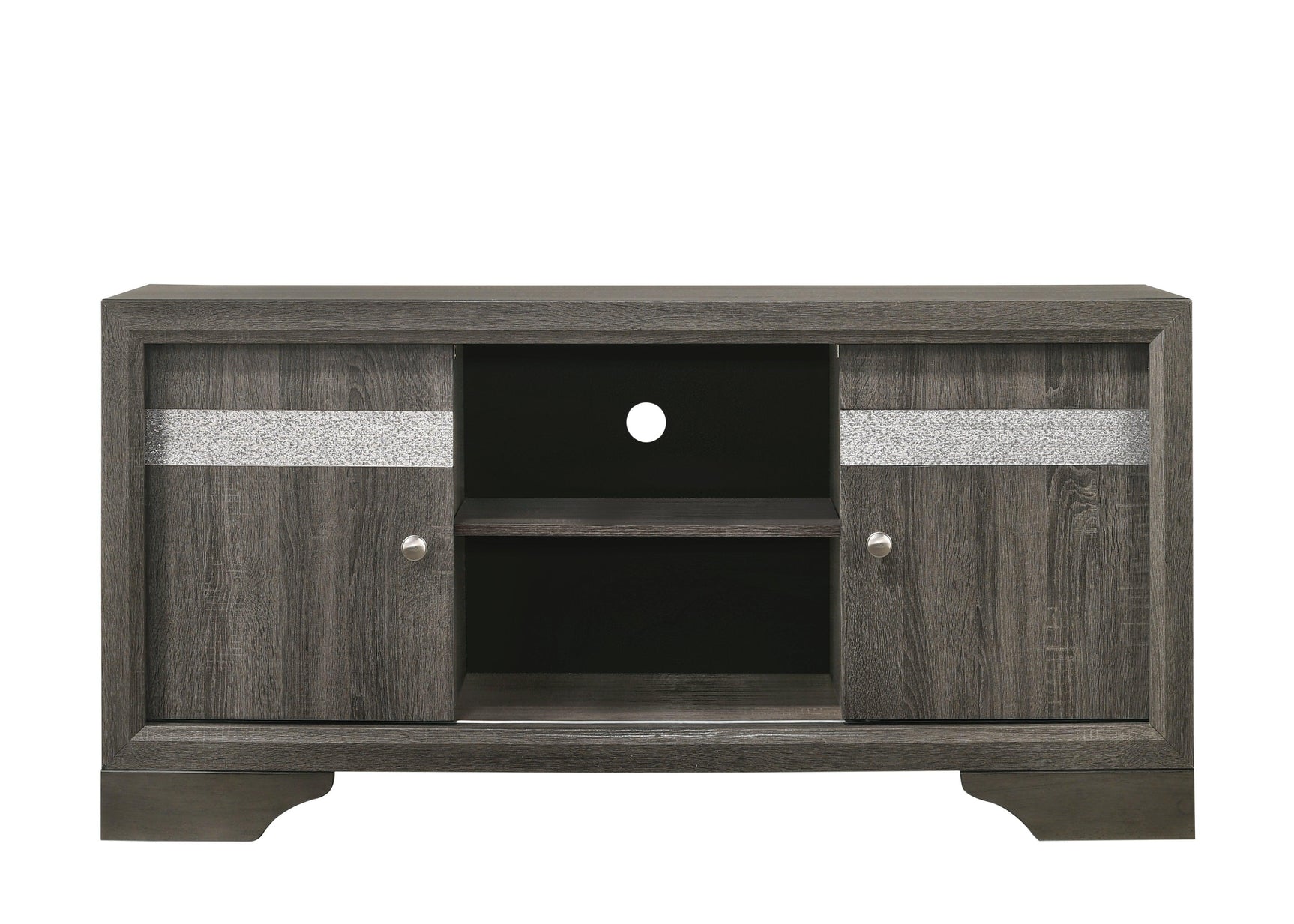 Regata Grey Finish Modern Tv Stand, Entertainment Cabinet, Contemporary Style, Media Console With Wood Finish And Wood Legs with Storage Doors for Living Room - Ella Furniture