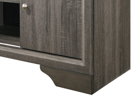 Regata Grey Finish Modern Tv Stand, Entertainment Cabinet, Contemporary Style, Media Console With Wood Finish And Wood Legs with Storage Doors for Living Room - Ella Furniture