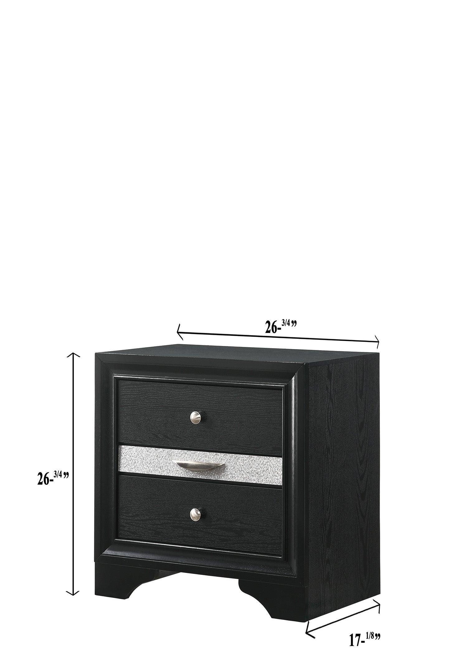 Regata Black/Silver Modern And Sleek Wood King Storage Platform Bed - Ella Furniture