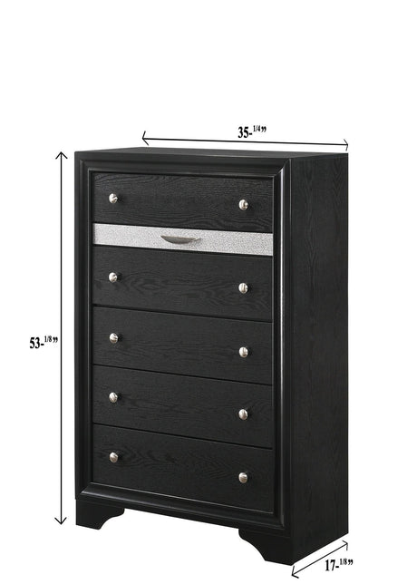 Regata Black/Silver Modern And Sleek Wood King Storage Platform Bed - Ella Furniture