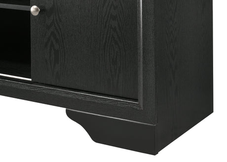 Regata Black/Silver Finish Modern Tv Stand, Entertainment Cabinet, Contemporary Style, Media Console With Wood Finish And Wood Legs with Storage Doors for Living Room - Ella Furniture