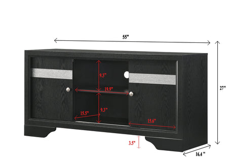 Regata Dresser Black/Silver, Sleek And Modern Wood, 7 Spacious Drawers - Ella Furniture