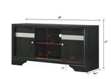Regata Night Stand Black/Silver, Sleek And Modern Wood, Metal Knobs 2 Drawers - Ella Furniture