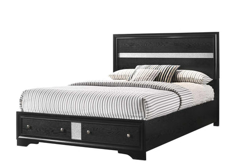 Regata Black/Silver Modern And Sleek Wood Queen Storage Platform Bed - Ella Furniture