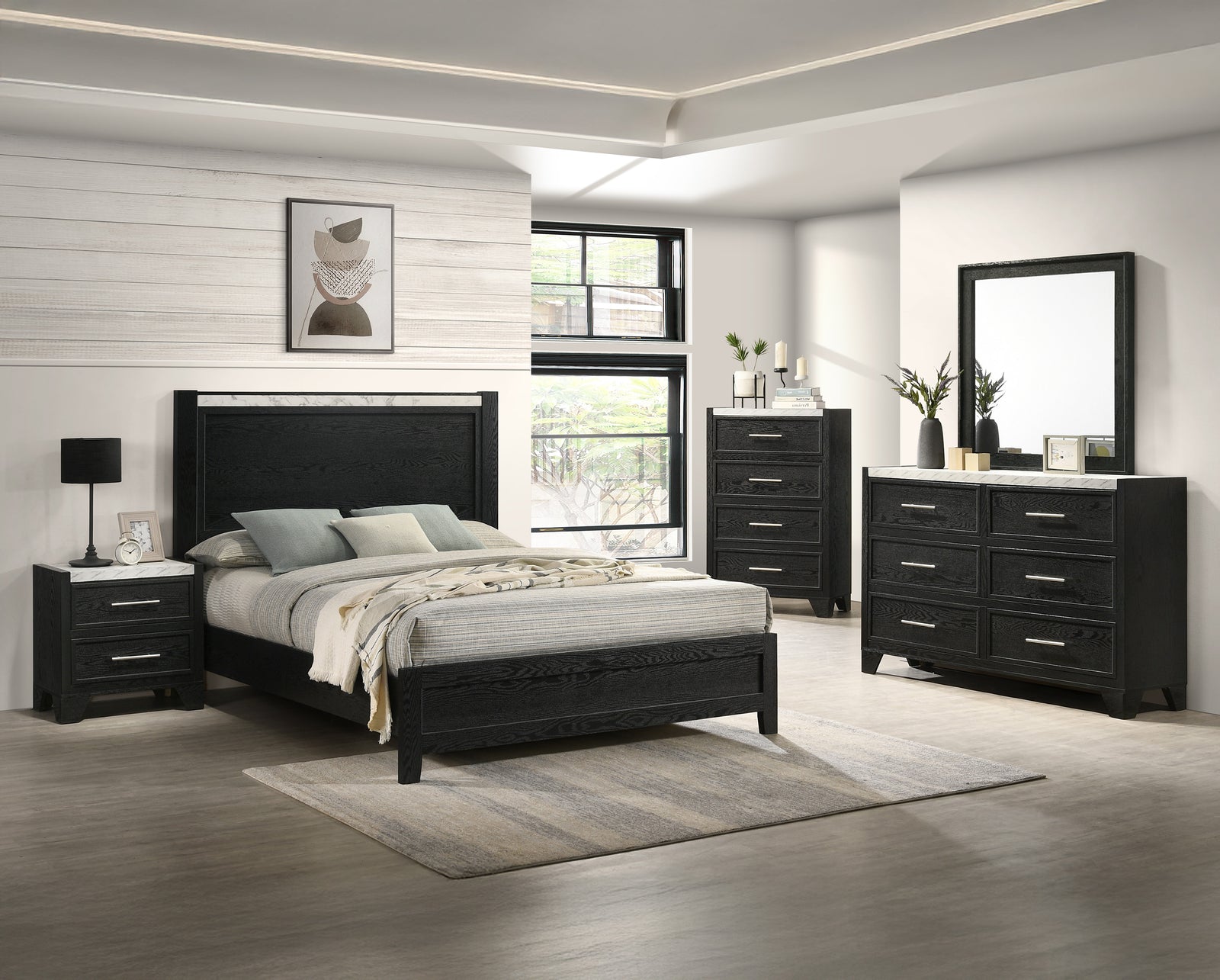 Lamar Black Panel Bedroom Set