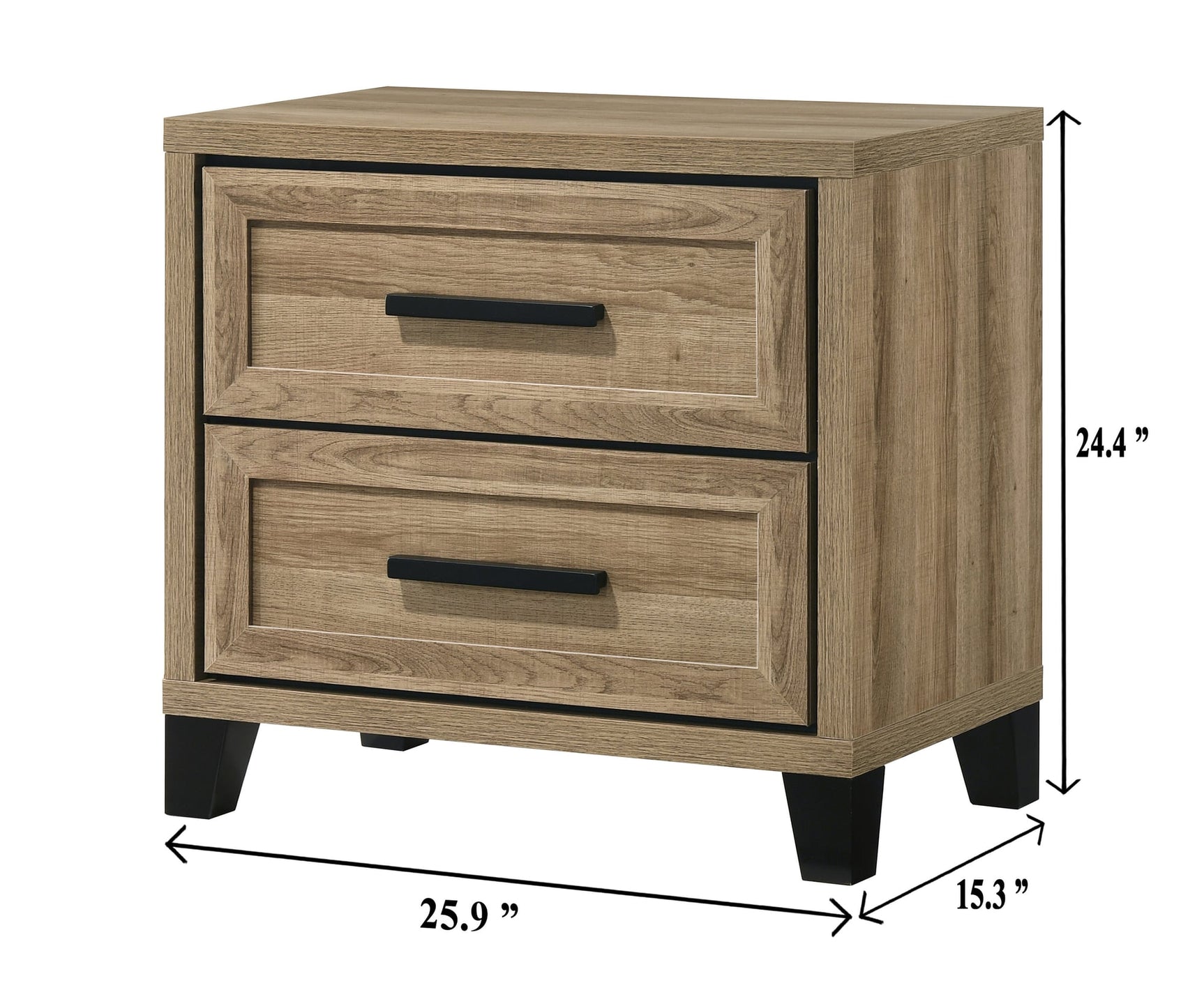 Jameson Light Brown Nightstand with Classic Design view 3