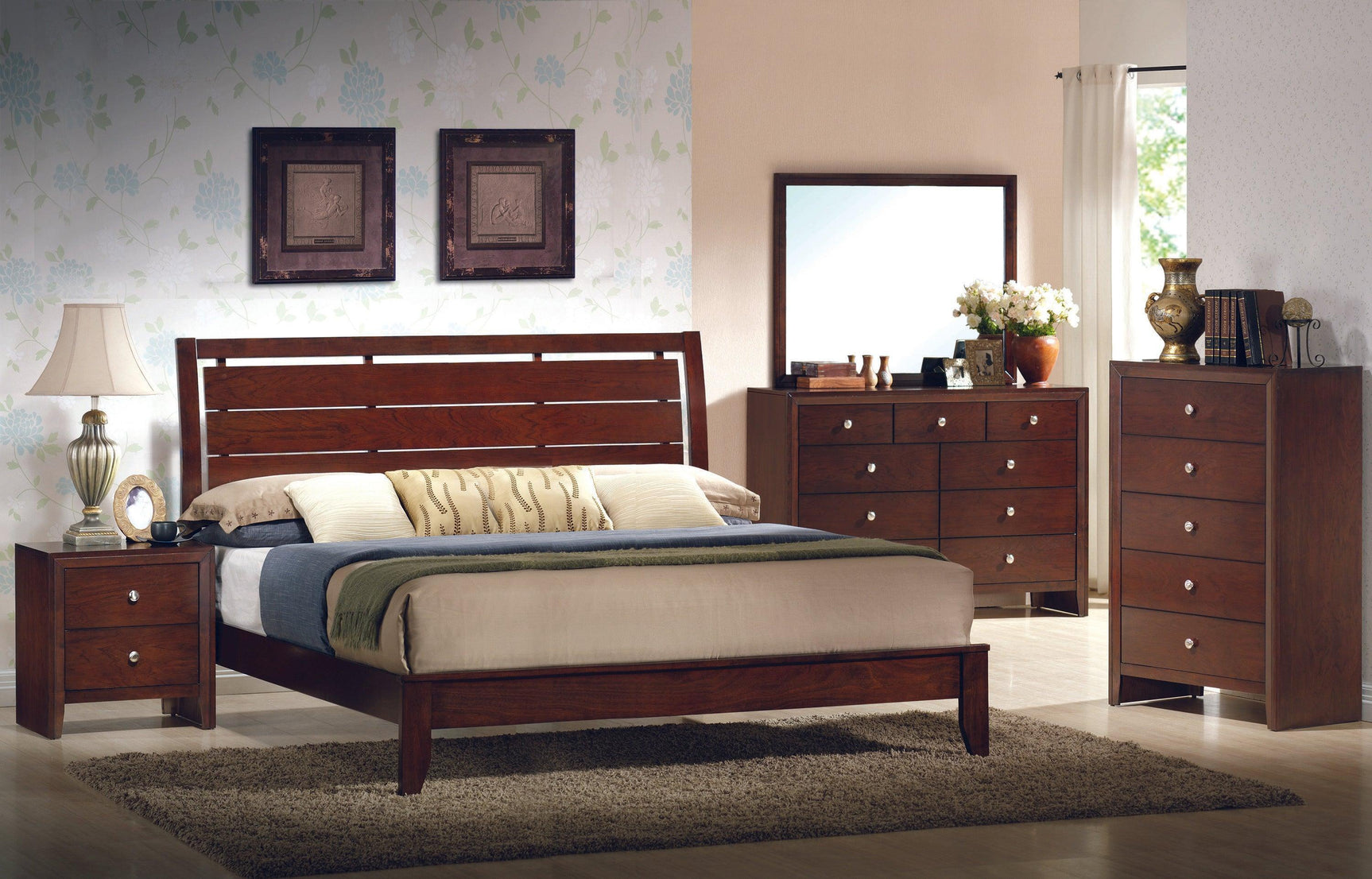 Evan Chest Gray, Modern Rope Wood, Nickel Knob 5 Drawers - Ella Furniture