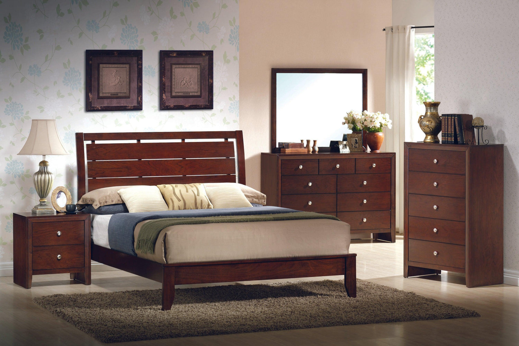 Evan Chest Gray, Modern Rope Wood, Nickel Knob 5 Drawers - Ella Furniture
