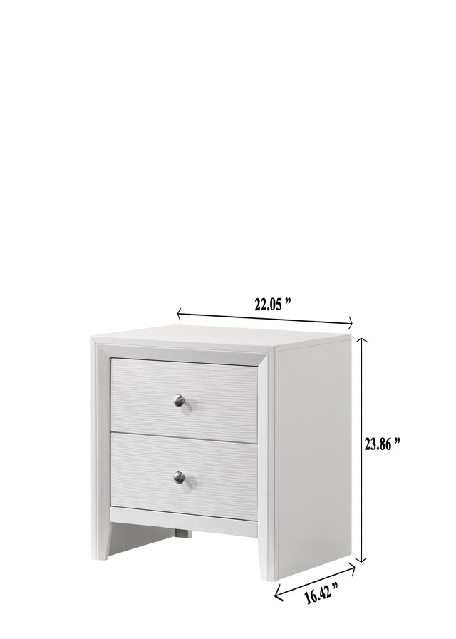 Evan Night Stand White, Modern Contemporary Sleek Wood, 2 Spacious Drawers - Ella Furniture