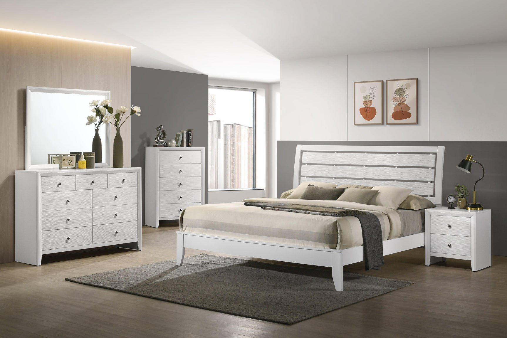 Evan White Modern Contemporary Wood And Wood Veneer Twin Sleigh Bed - Ella Furniture