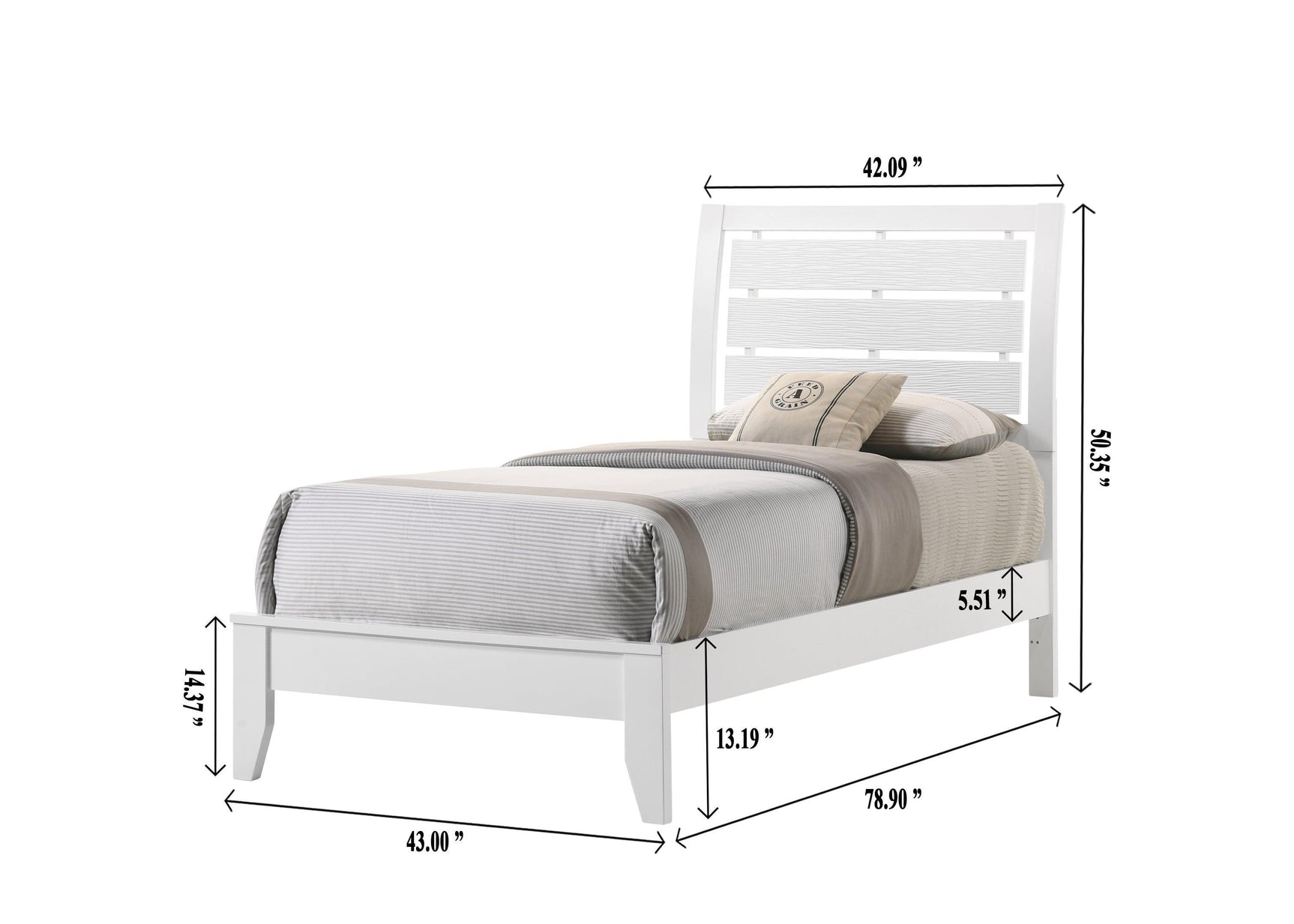 Evan White Modern Contemporary Wood And Wood Veneer Twin Sleigh Bed - Ella Furniture