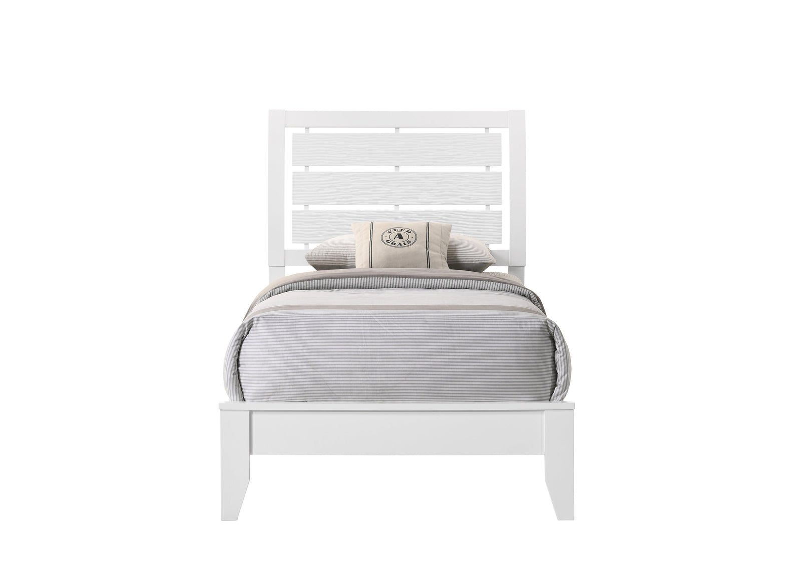 Evan White Modern Contemporary Wood And Wood Veneer Twin Sleigh Bed - Ella Furniture