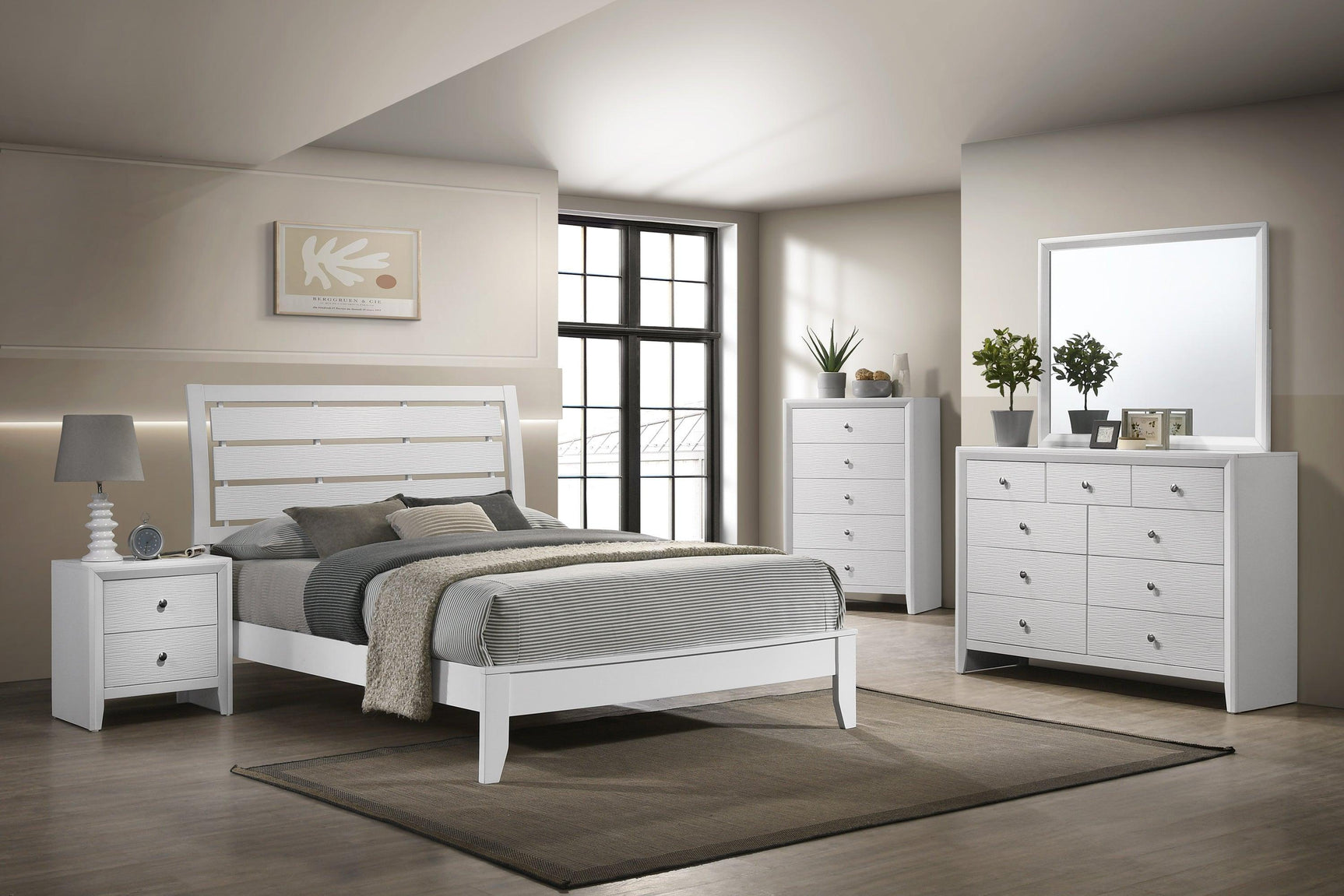 Evan Night Stand White, Modern Contemporary Sleek Wood, 2 Spacious Drawers - Ella Furniture