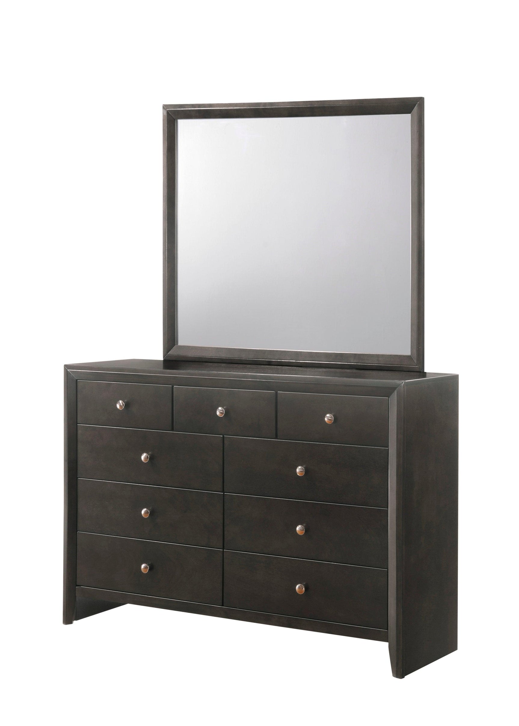 Evan Dresser Grey, Modern Wood, Nickel Knob 7 Drawers - Ella Furniture