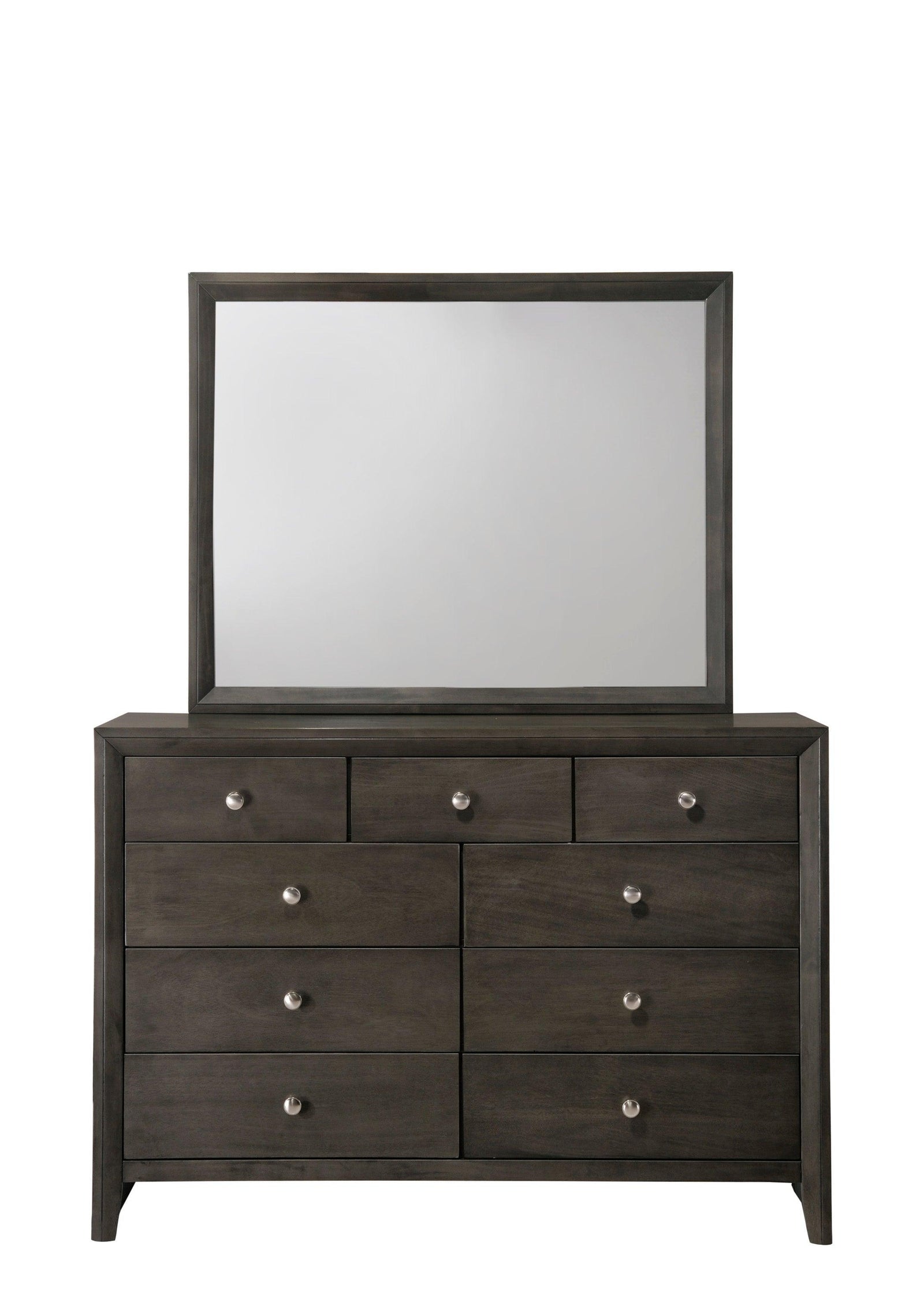 Evan Dresser Grey, Modern Wood, Nickel Knob 7 Drawers - Ella Furniture