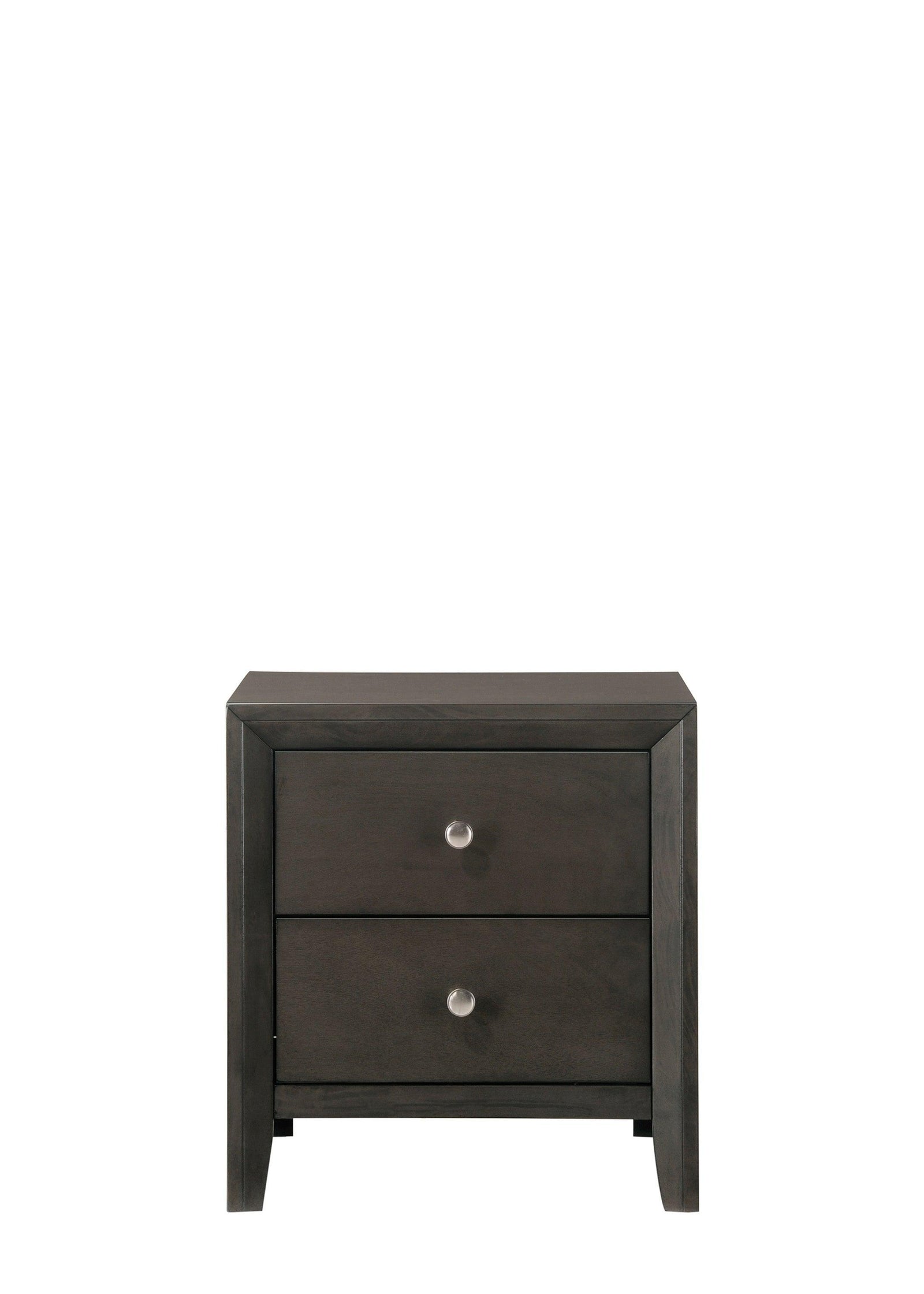 Evan Night Stand Grey, Modern Transitional Wood, 2 Spacious Drawers - Ella Furniture