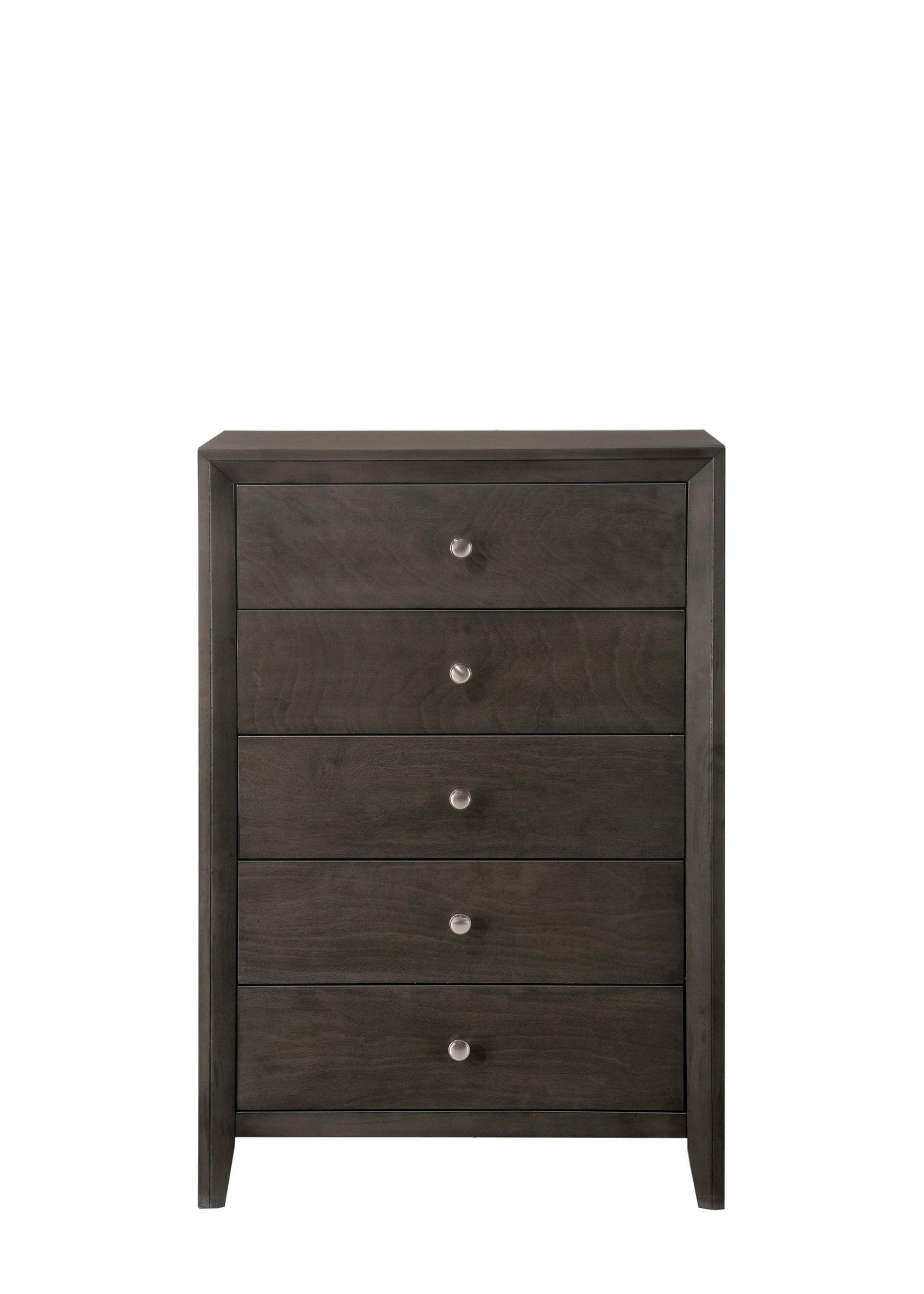 Evan Dresser Grey, Modern Wood, Nickel Knob 7 Drawers - Ella Furniture