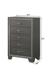 Kaia Night Stand Gray, Sleek And Modern Wood, Metal 2 Spacious Drawers - Ella Furniture