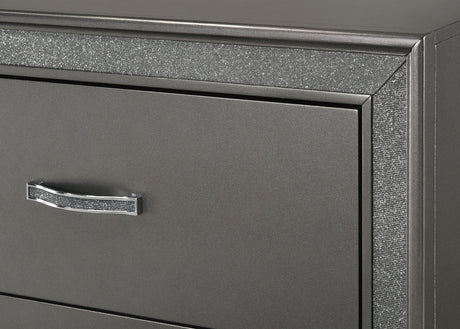 Kaia Chest Gray, Contemporary Modern Wood, Crystal 5 Drawers - Ella Furniture