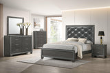 Kaia Chest Gray, Contemporary Modern Wood, Crystal 5 Drawers - Ella Furniture