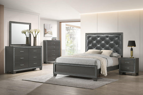 Kaia Dresser Gray, Modern Wood, 6 Classic Metal Drawers - Ella Furniture