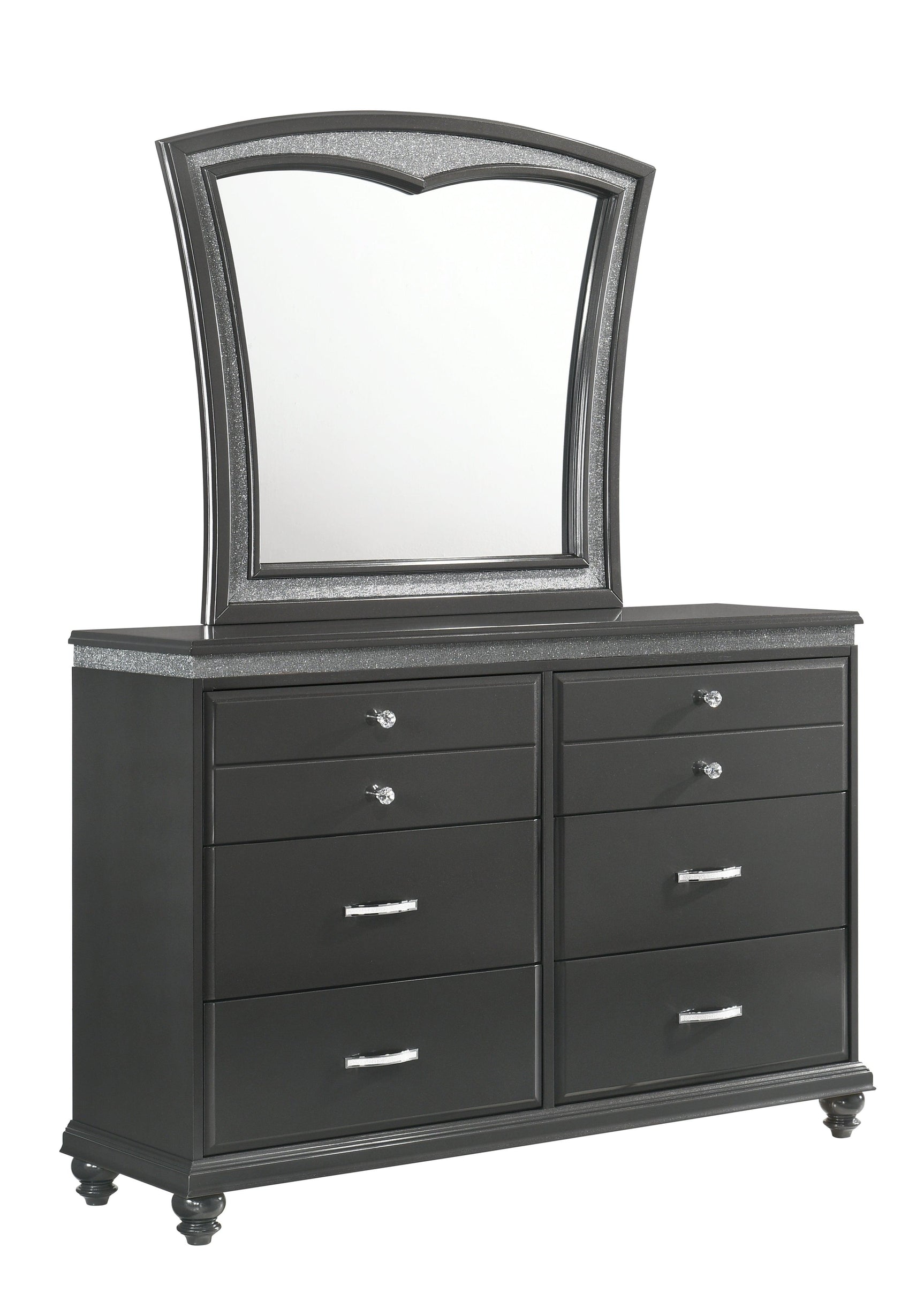 Frampton Gray Exquisite And Modern LED Fabric Upholstered Panel Bedroom Set - Ella Furniture
