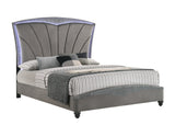 Frampton Gray Exquisite And Modern LED Fabric Upholstered Panel Bedroom Set - Ella Furniture