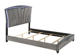 Frampton Gray Exquisite And Modern LED Fabric Upholstered Panel Bedroom Set - Ella Furniture