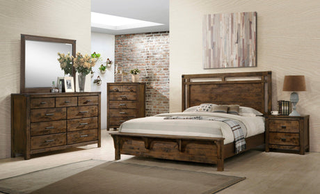 Curtis Brown Rustic Finish Modern Wood Queen Panel Bed - Ella Furniture