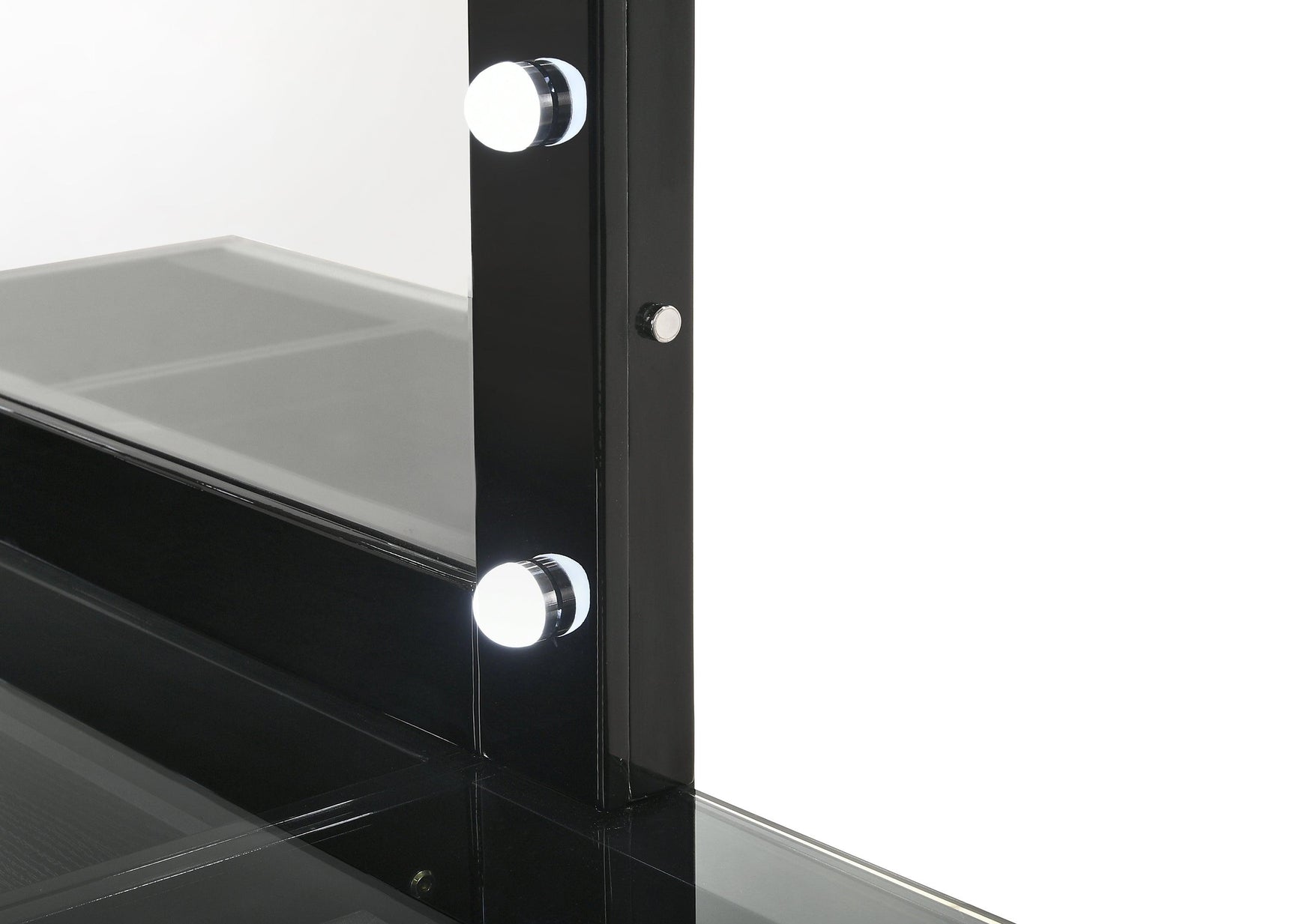 Avery Black Contemporary Sleek Veneers With Knob Vanity - Ella Furniture