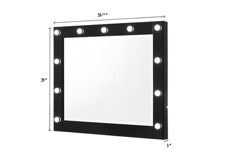 Avery Black Contemporary Sleek Veneers With Knob Vanity - Ella Furniture