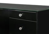 Avery Black Contemporary Sleek Veneers With Knob Vanity - Ella Furniture