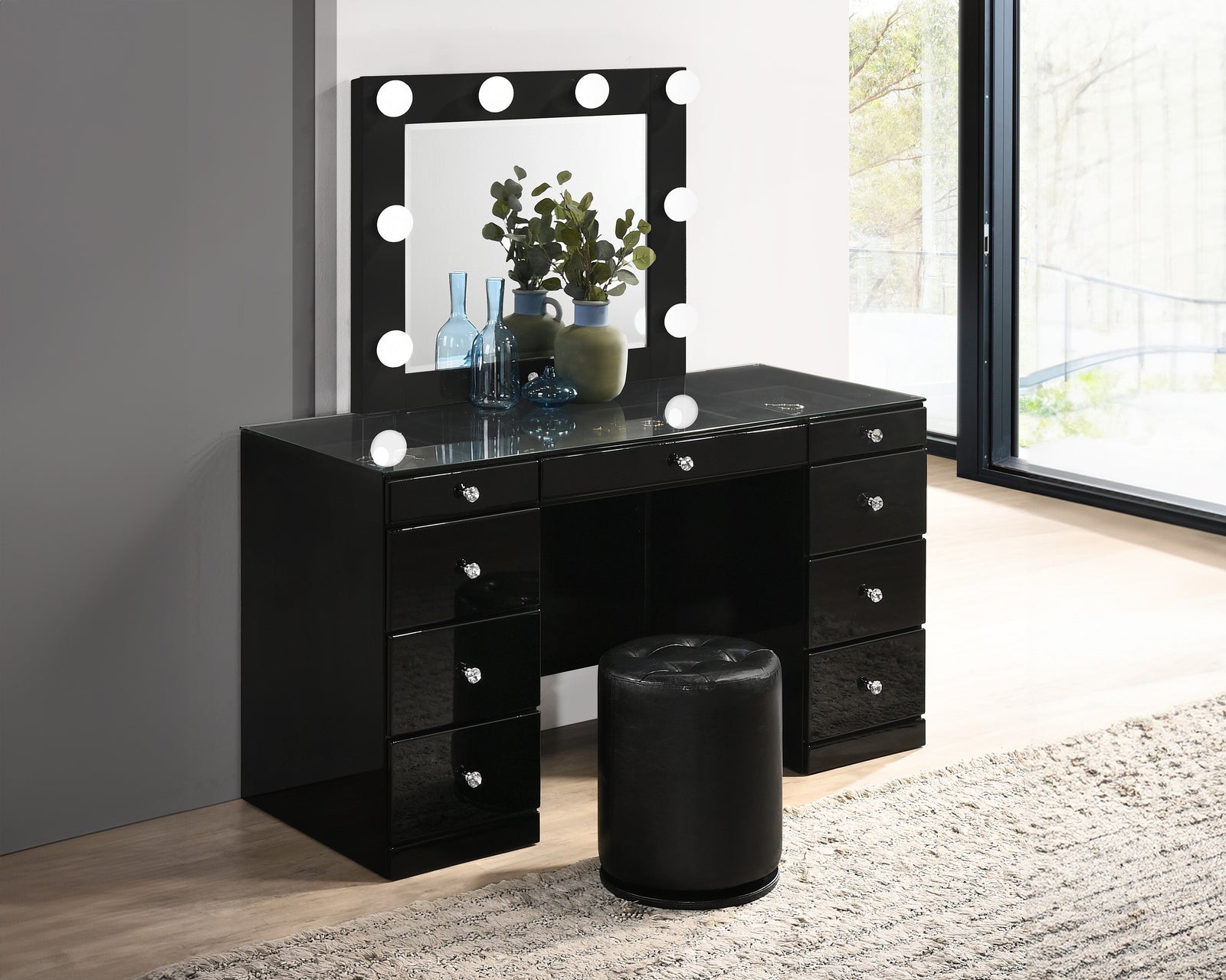 Avery Luxo Black Vanity Set
