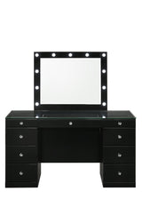 Avery Black Contemporary Sleek Veneers With Knob Vanity - Ella Furniture