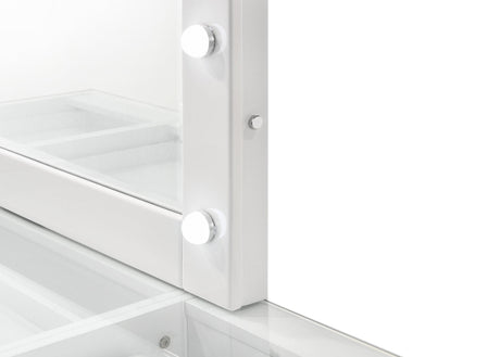 Avery White Contemporary Sleek Veneers With Knob Vanity - Ella Furniture
